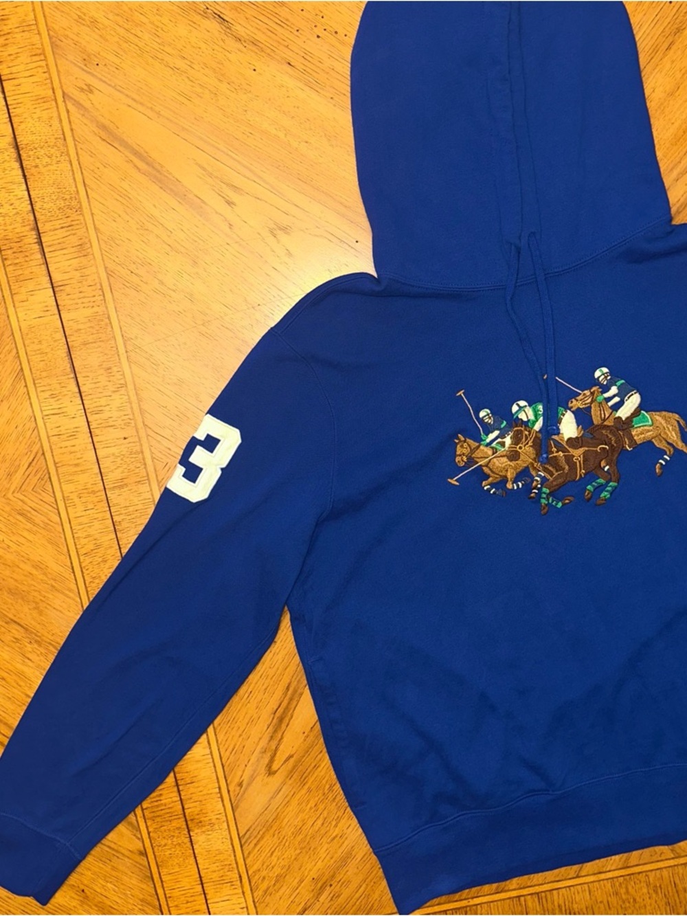 Polo Ralph Lauren Triple Pony Sweatshirt Hoodie Size Large Blue Embroidered